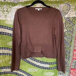 Epoque Heather Brown Front Knot Wool Blend Sweater Size Small